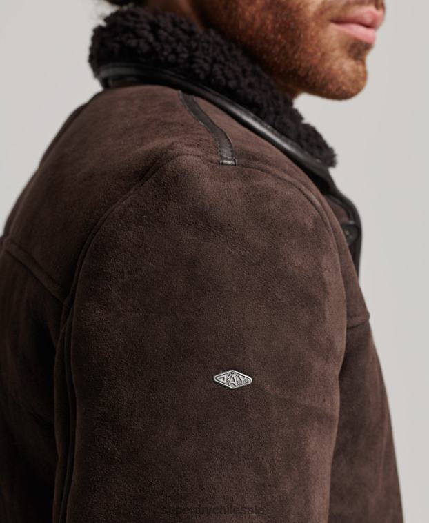 hombres Superdry marrón chaqueta náutica de borrego 2R68Z4743