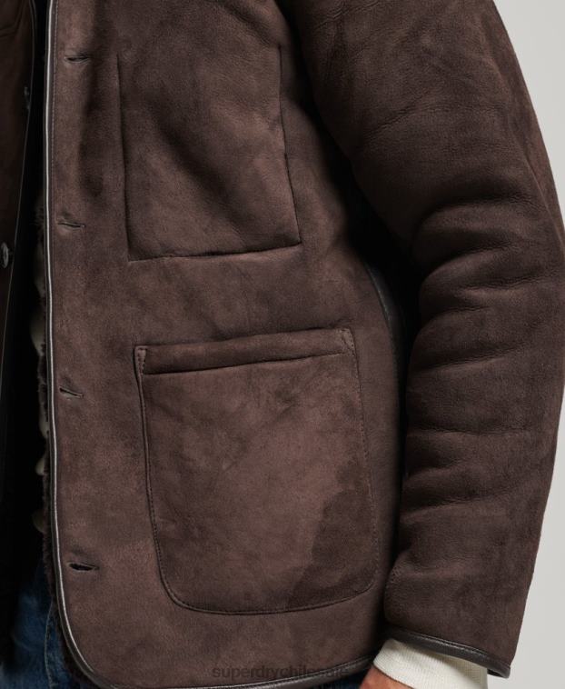 hombres Superdry marrón chaqueta náutica de borrego 2R68Z4743