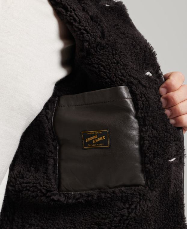 hombres Superdry marrón chaqueta náutica de borrego 2R68Z4743