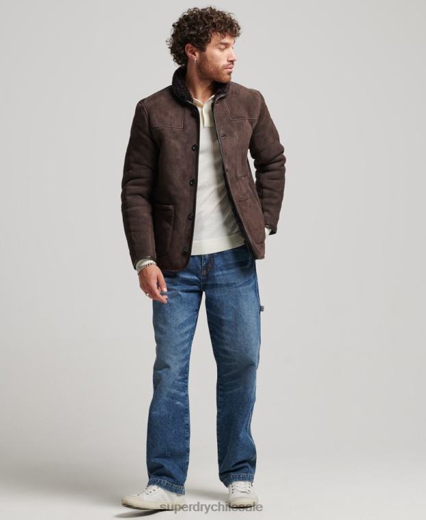 hombres Superdry marrón chaqueta náutica de borrego 2R68Z4743