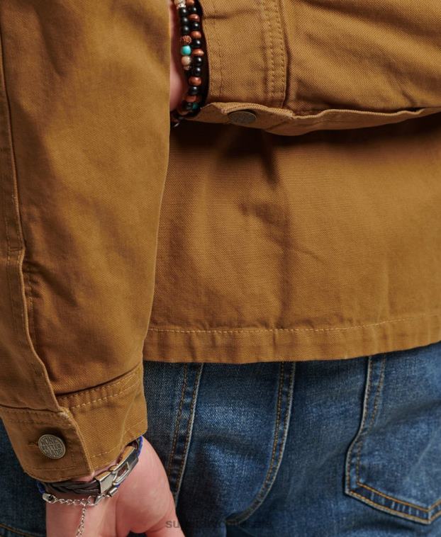 hombres Superdry marrón chaqueta ranchera antigua 2R68Z4441