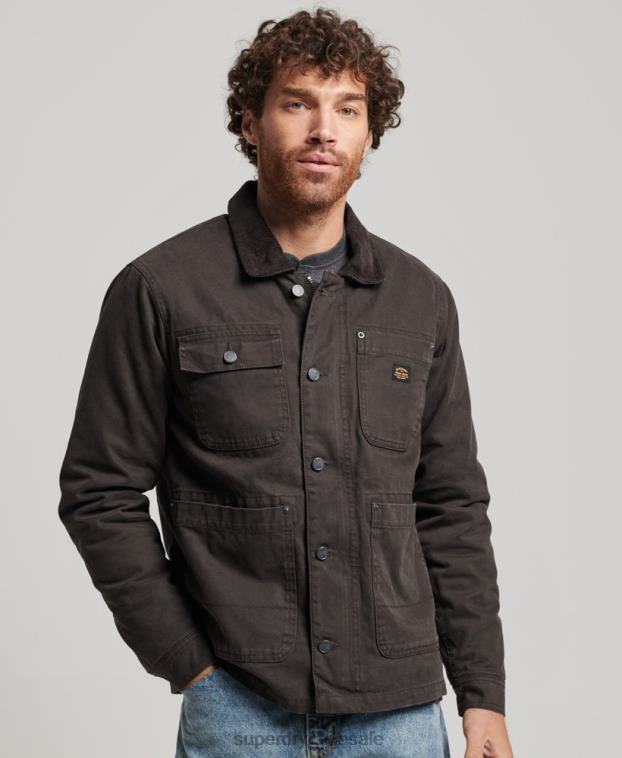 hombres Superdry marrón chaqueta ranchera de ropa de trabajo 2R68Z4649
