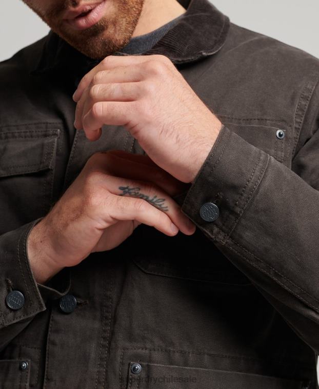 hombres Superdry marrón chaqueta ranchera de ropa de trabajo 2R68Z4649