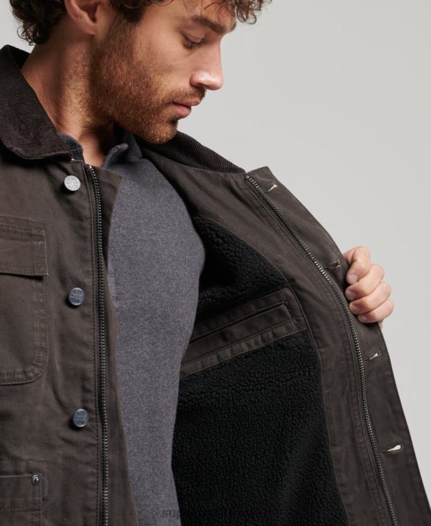 hombres Superdry marrón chaqueta ranchera de ropa de trabajo 2R68Z4649