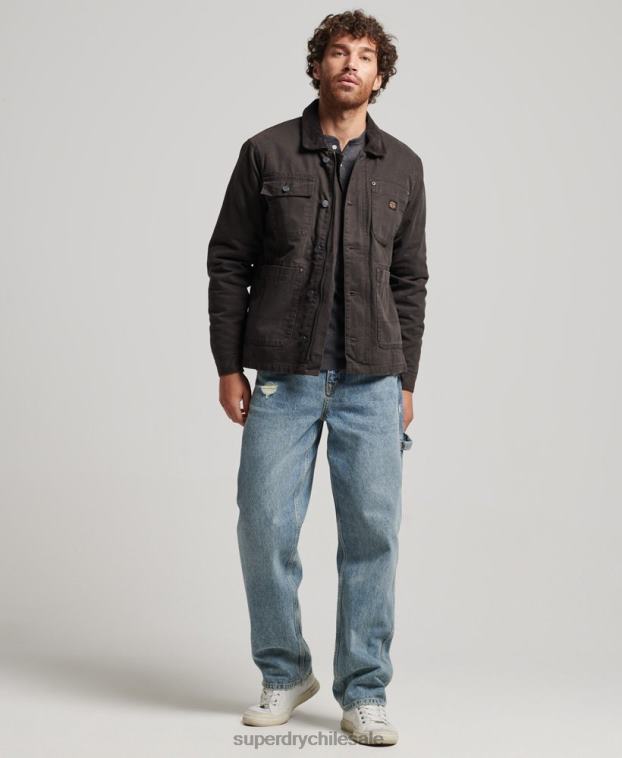 hombres Superdry marrón chaqueta ranchera de ropa de trabajo 2R68Z4649