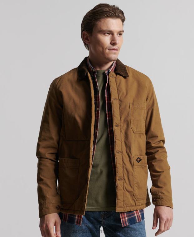 hombres Superdry marrón mezcla de utilidad sobre la camisa 2R68Z4712