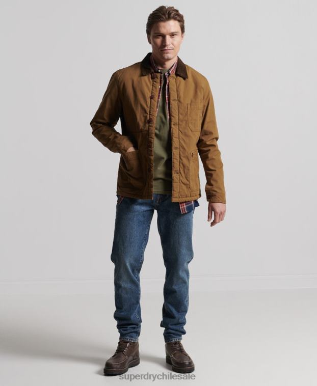 hombres Superdry marrón mezcla de utilidad sobre la camisa 2R68Z4712