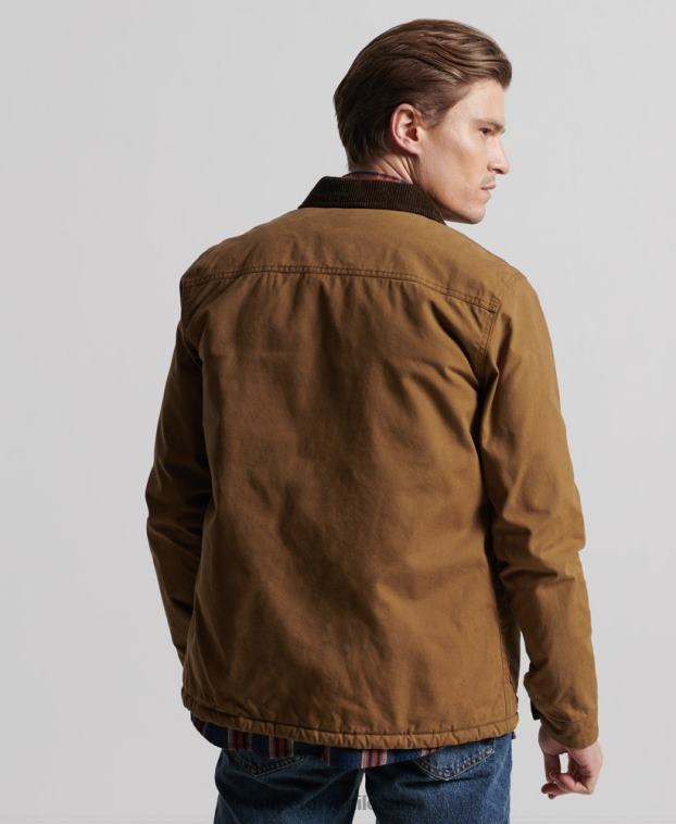 hombres Superdry marrón mezcla de utilidad sobre la camisa 2R68Z4712