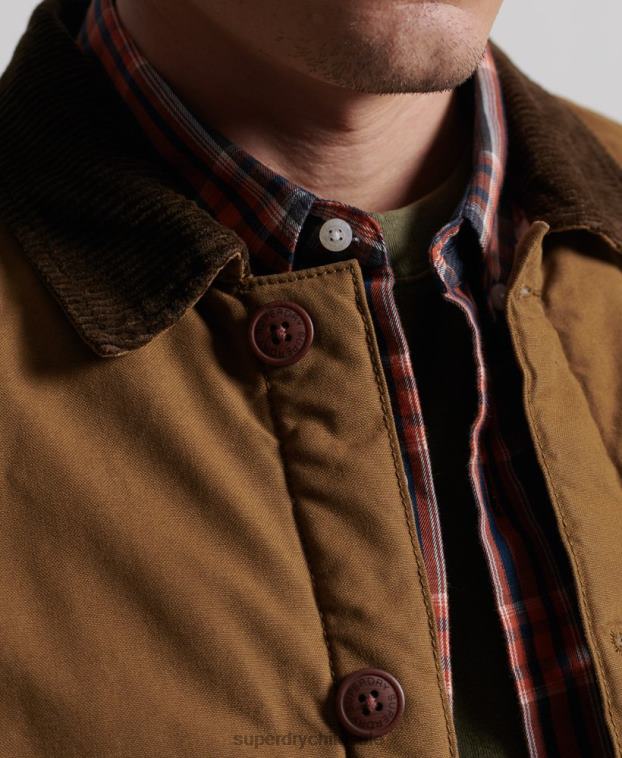 hombres Superdry marrón mezcla de utilidad sobre la camisa 2R68Z4712
