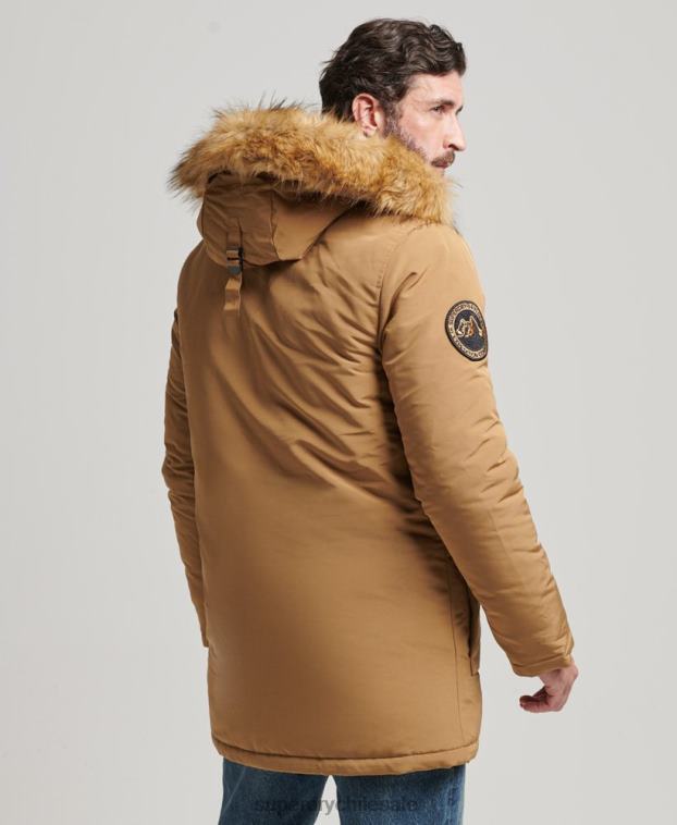hombres Superdry marrón parka everest de piel sintética con capucha 2R68Z1008