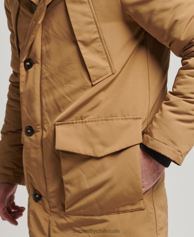 hombres Superdry marrón parka everest de piel sintética con capucha 2R68Z1008