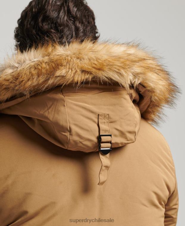 hombres Superdry marrón parka everest de piel sintética con capucha 2R68Z1008