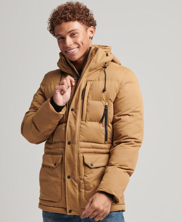 hombres Superdry marrón parka expedición de microfibra 2R68Z4478