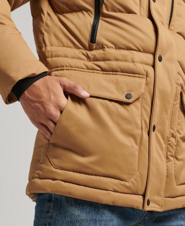 hombres Superdry marrón parka expedición de microfibra 2R68Z4478