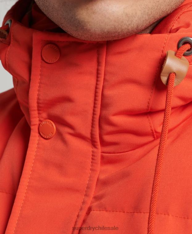 hombres Superdry naranja chaleco acolchado everest con capucha 2R68Z4460