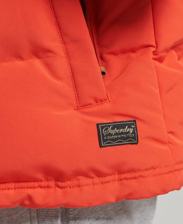 hombres Superdry naranja chaleco acolchado everest con capucha 2R68Z4460