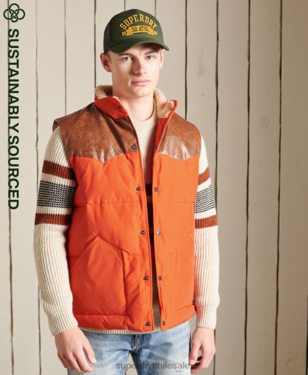 hombres Superdry naranja chaleco mountain de mezcla de cuero 2R68Z4505