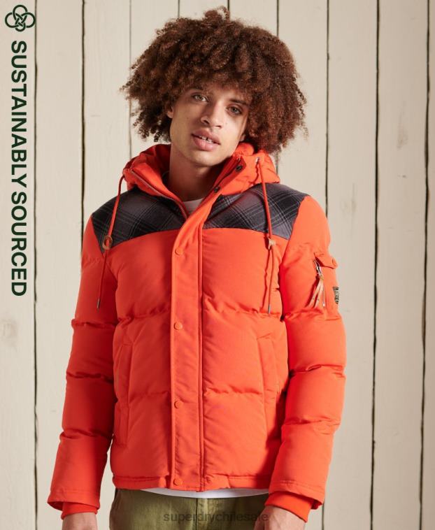 hombres Superdry naranja chamarra Everest acolchada 2R68Z4487
