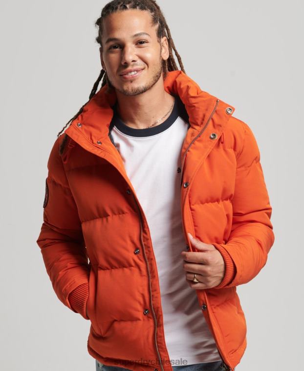 hombres Superdry naranja chamarra acolchada Everest con capucha 2R68Z1122