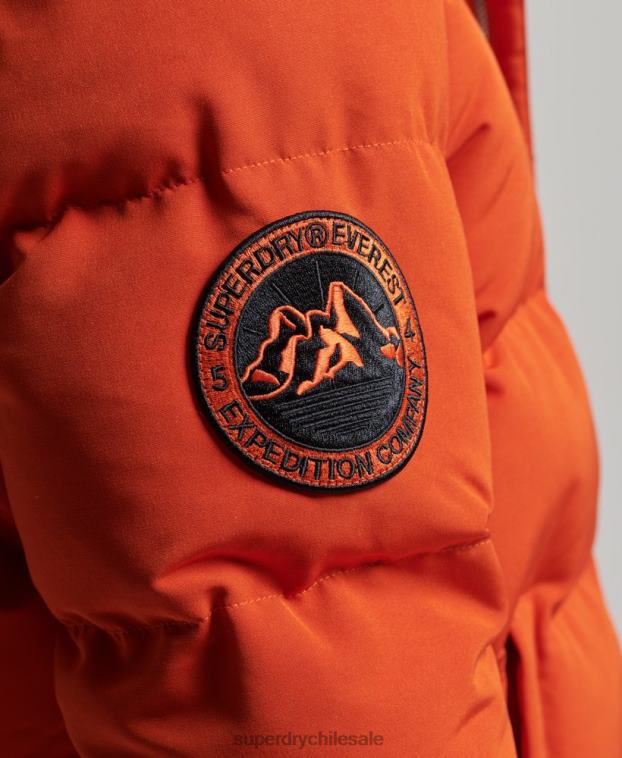 hombres Superdry naranja chamarra acolchada Everest con capucha 2R68Z1122