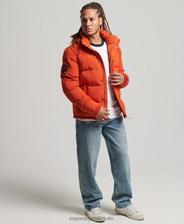 hombres Superdry naranja chamarra acolchada Everest con capucha 2R68Z1122