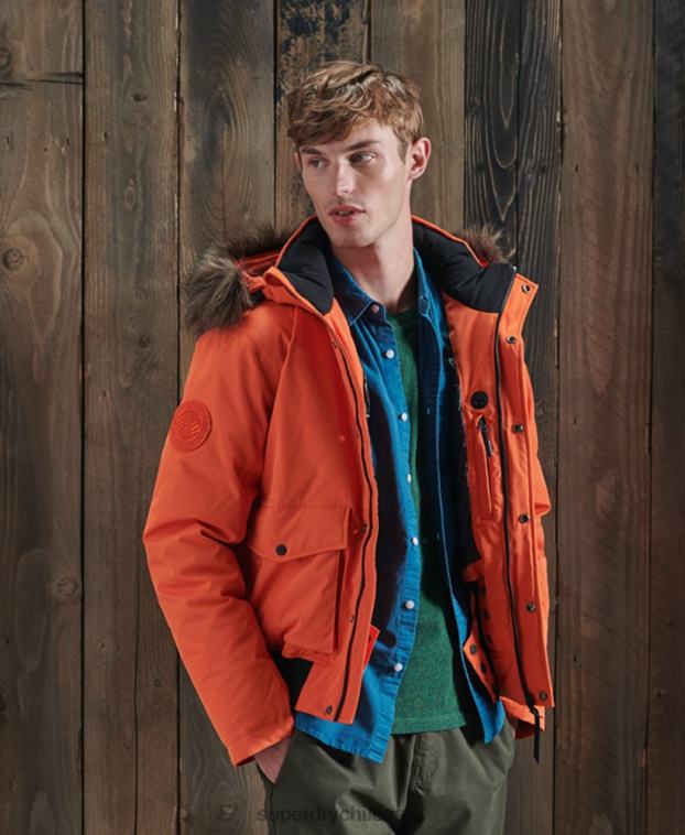 hombres Superdry naranja chamarra bomber Everest de plumón para la nieve 2R68Z1194