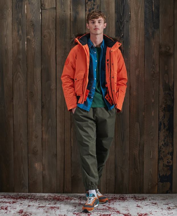 hombres Superdry naranja chamarra bomber Everest de plumón para la nieve 2R68Z1194