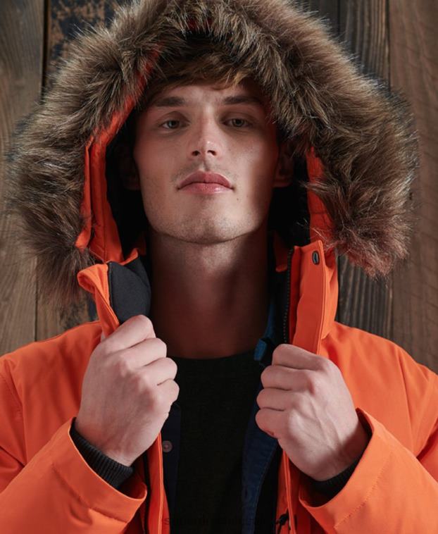hombres Superdry naranja chamarra bomber Everest de plumón para la nieve 2R68Z1194