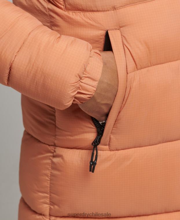 hombres Superdry naranja chaqueta acolchada larga con tejido ripstop 2R68Z4546