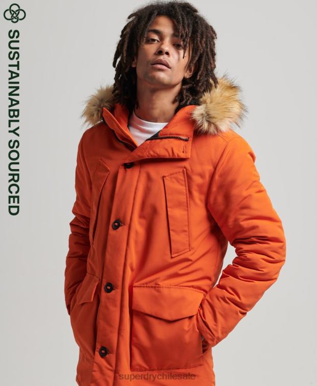 hombres Superdry naranja parka everest de piel sintética con capucha 2R68Z1004