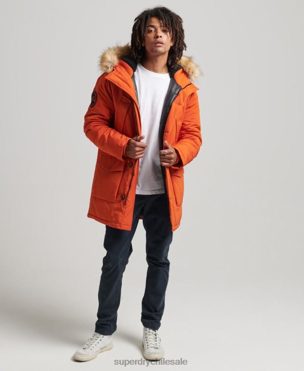 hombres Superdry naranja parka everest de piel sintética con capucha 2R68Z1004