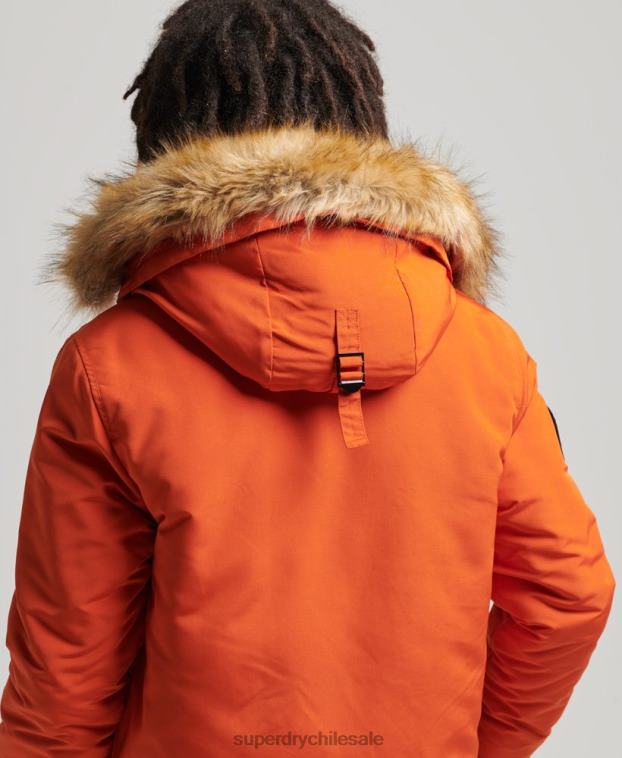 hombres Superdry naranja parka everest de piel sintética con capucha 2R68Z1004