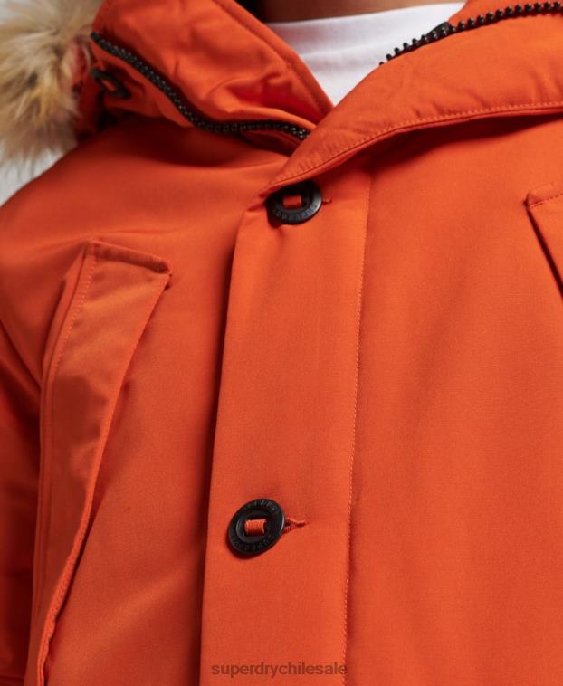 hombres Superdry naranja parka everest de piel sintética con capucha 2R68Z1004