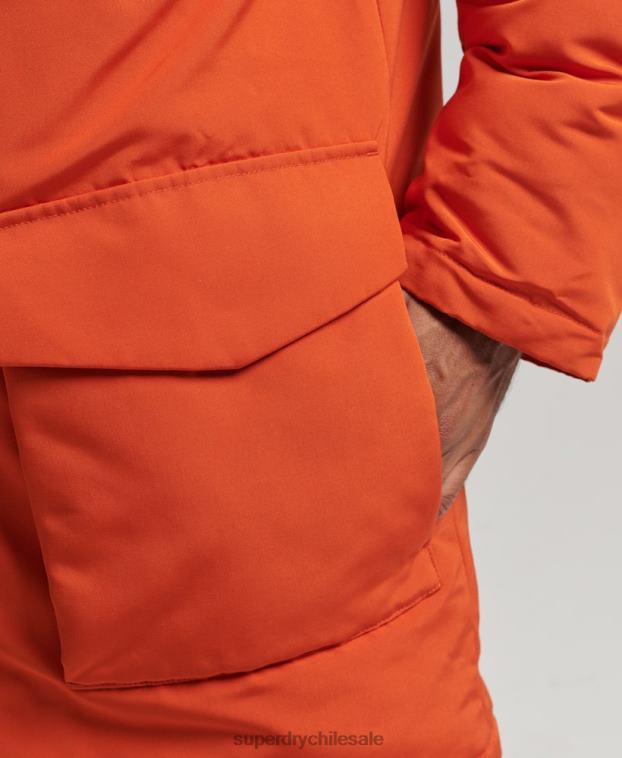 hombres Superdry naranja parka everest de piel sintética con capucha 2R68Z1004