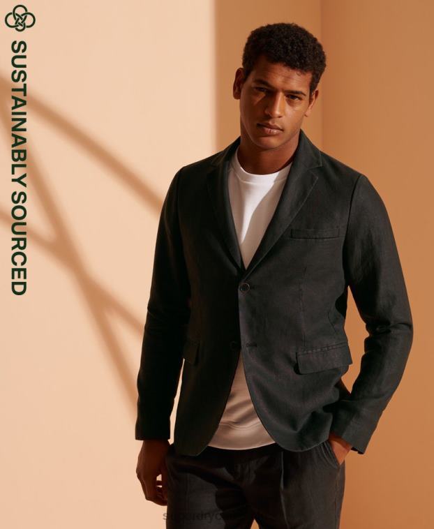 hombres Superdry negro blazer de cáñamo de edición limitada 2R68Z4737