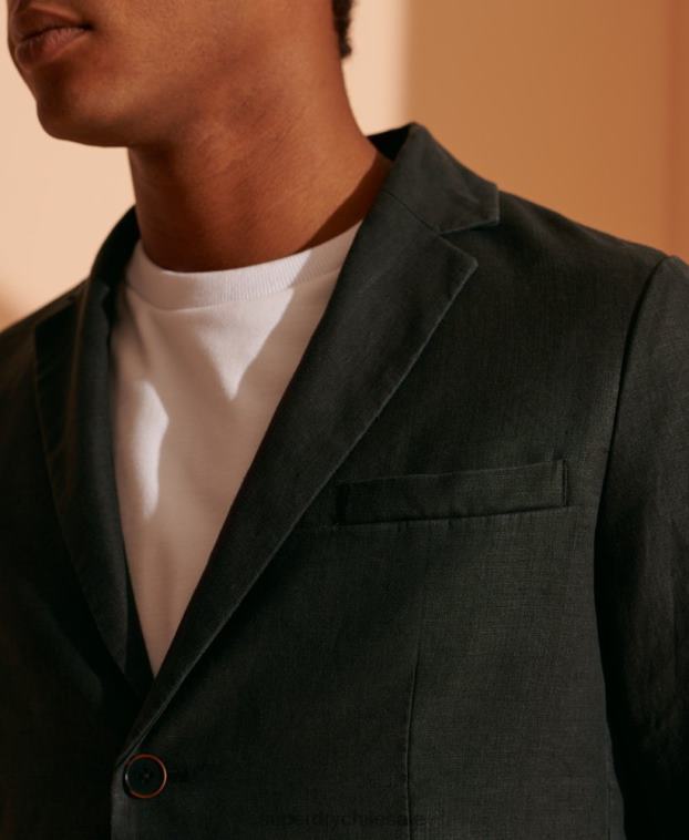 hombres Superdry negro blazer de cáñamo de edición limitada 2R68Z4737