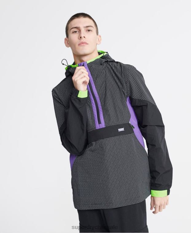 hombres Superdry negro cagoule superior de neón de la ciudad 2R68Z4792
