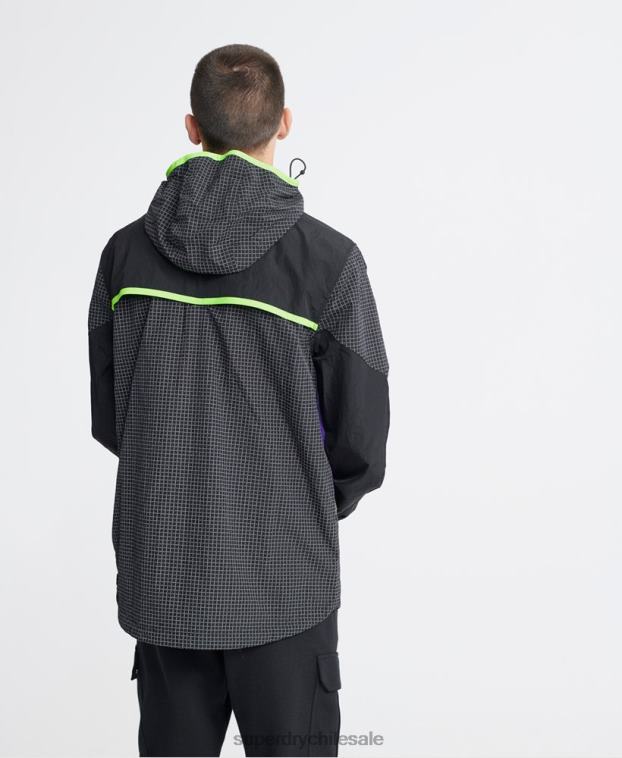 hombres Superdry negro cagoule superior de neón de la ciudad 2R68Z4792
