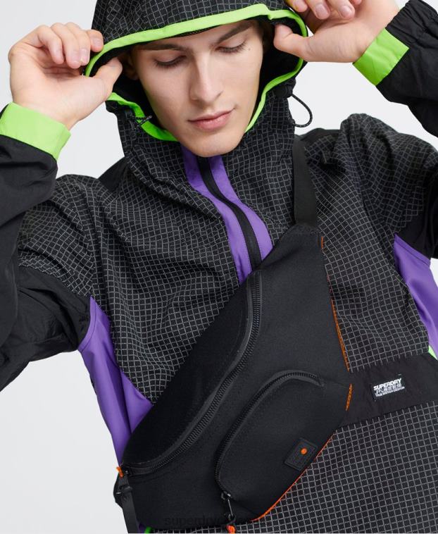 hombres Superdry negro cagoule superior de neón de la ciudad 2R68Z4792