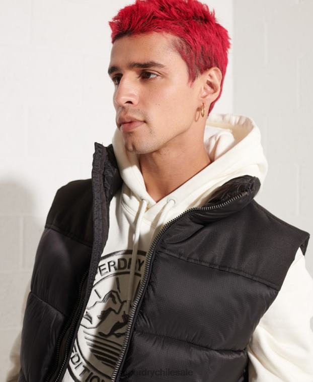 hombres Superdry negro chaleco acolchado 2R68Z4572