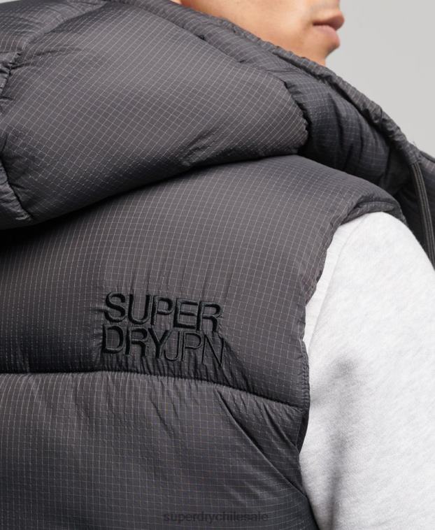 hombres Superdry negro chaleco acolchado corto touchline 2R68Z1032
