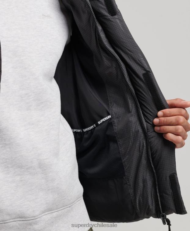hombres Superdry negro chaleco acolchado corto touchline 2R68Z1032