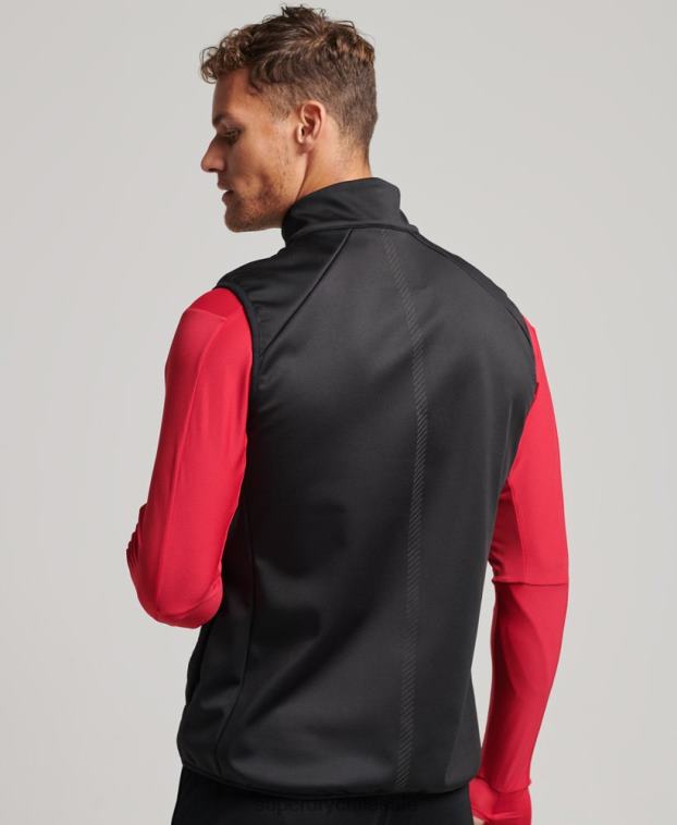 hombres Superdry negro chaleco acolchado híbrido run 2R68Z1133