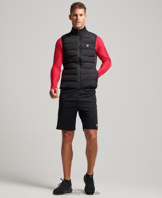 hombres Superdry negro chaleco acolchado híbrido run 2R68Z1133