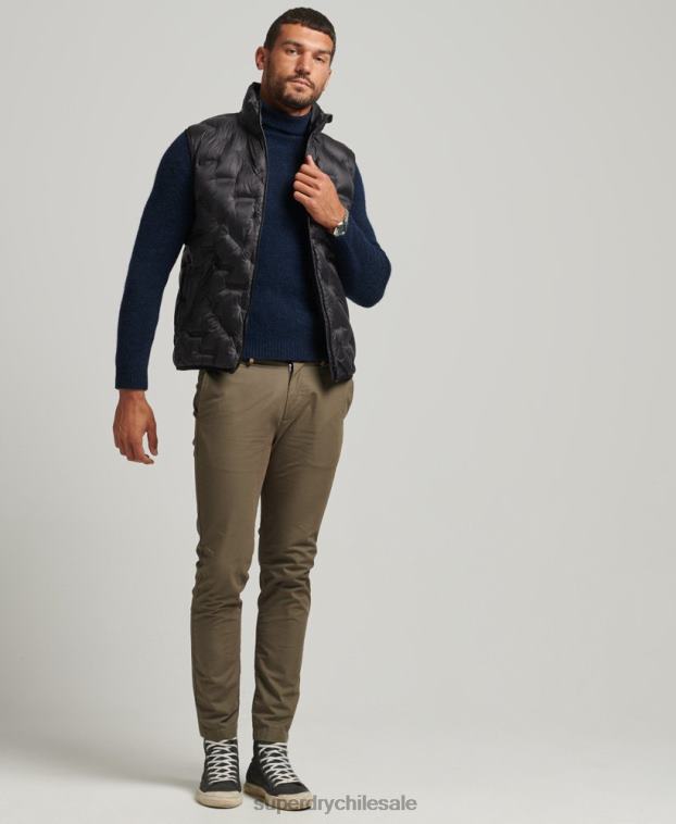 hombres Superdry negro chaleco acolchado ligero corto 2R68Z4476