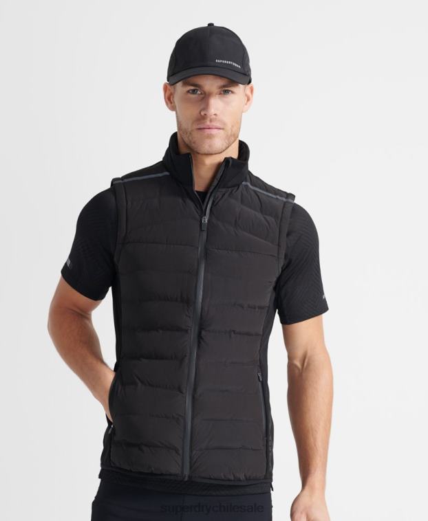 hombres Superdry negro chaleco adaptable run 2R68Z4609