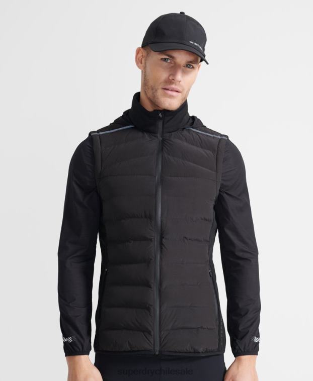 hombres Superdry negro chaleco adaptable run 2R68Z4609