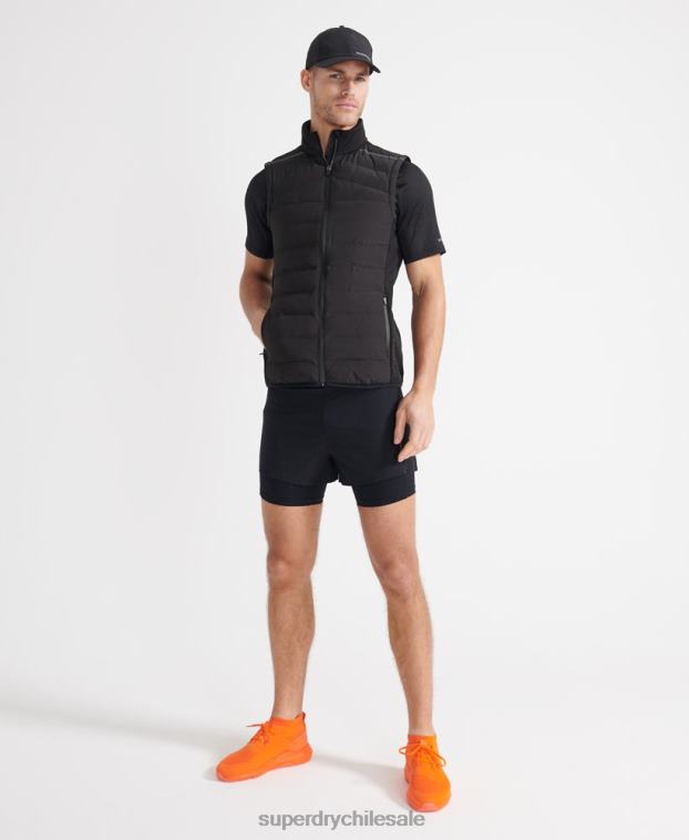 hombres Superdry negro chaleco adaptable run 2R68Z4609