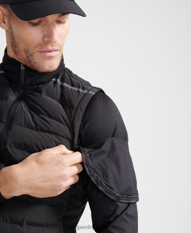 hombres Superdry negro chaleco adaptable run 2R68Z4609