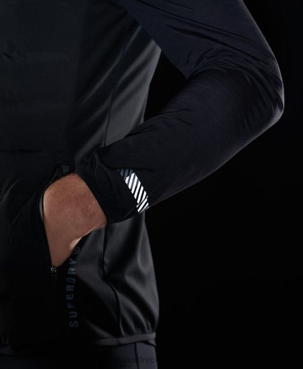hombres Superdry negro chaleco adaptable run 2R68Z4609